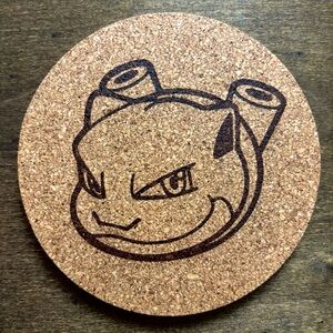 Pokemon Blastoise Face Laser Engraved Cork Coaster
